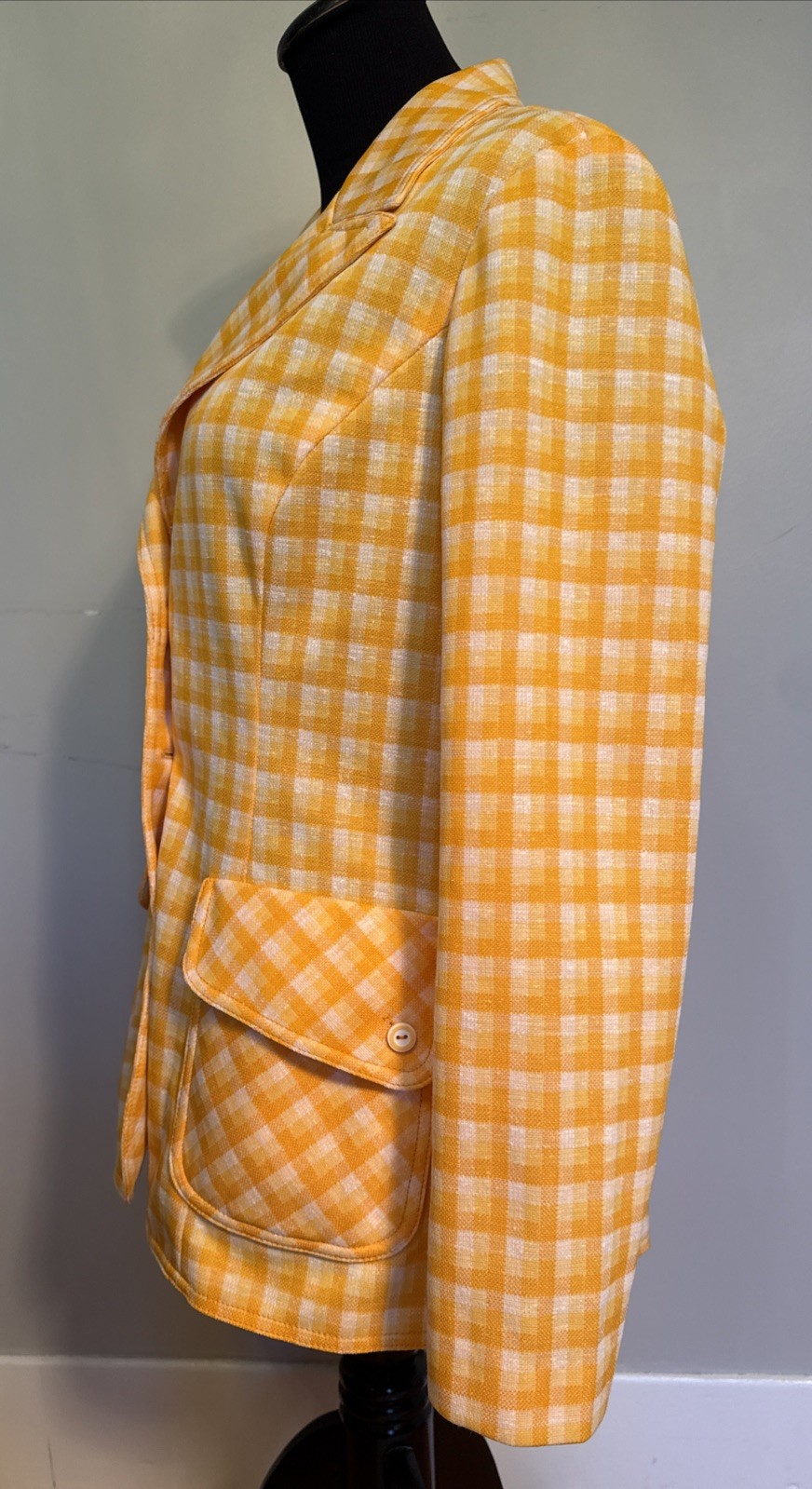 Vintage 1970’s Alex Colman California Plaid Blazer Jacket Dagger Collar S/M