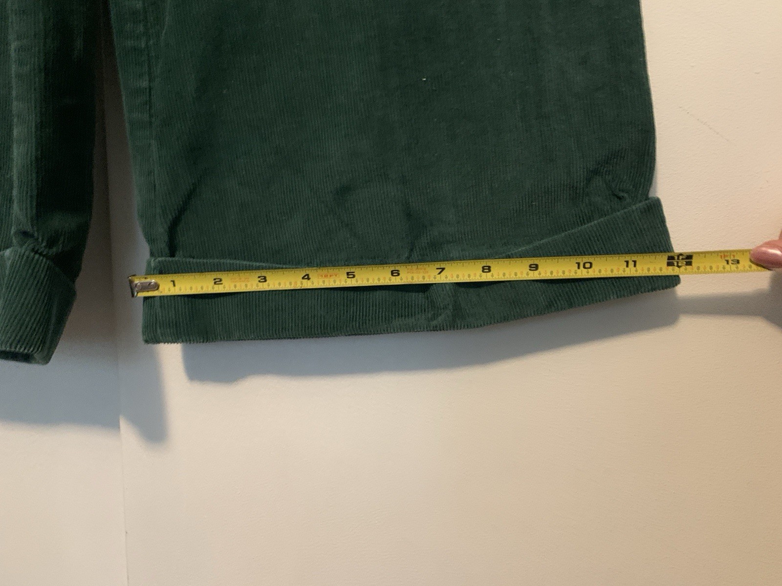 Vintage 60s/70s Green Corduroy High Waist Wide Leg Bell Bottom Pants | 24” Waist
