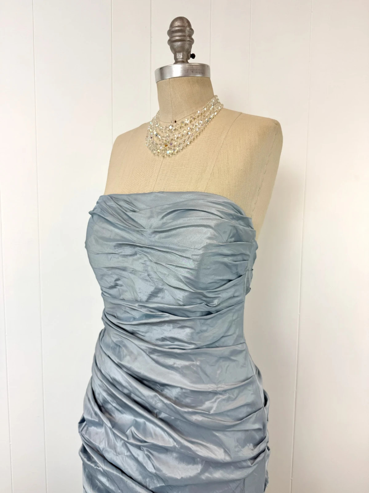 Vintage Catherine Regehr Saks Fifth Avenue Ice Blue Silk Ruffle Prom Dress Gown