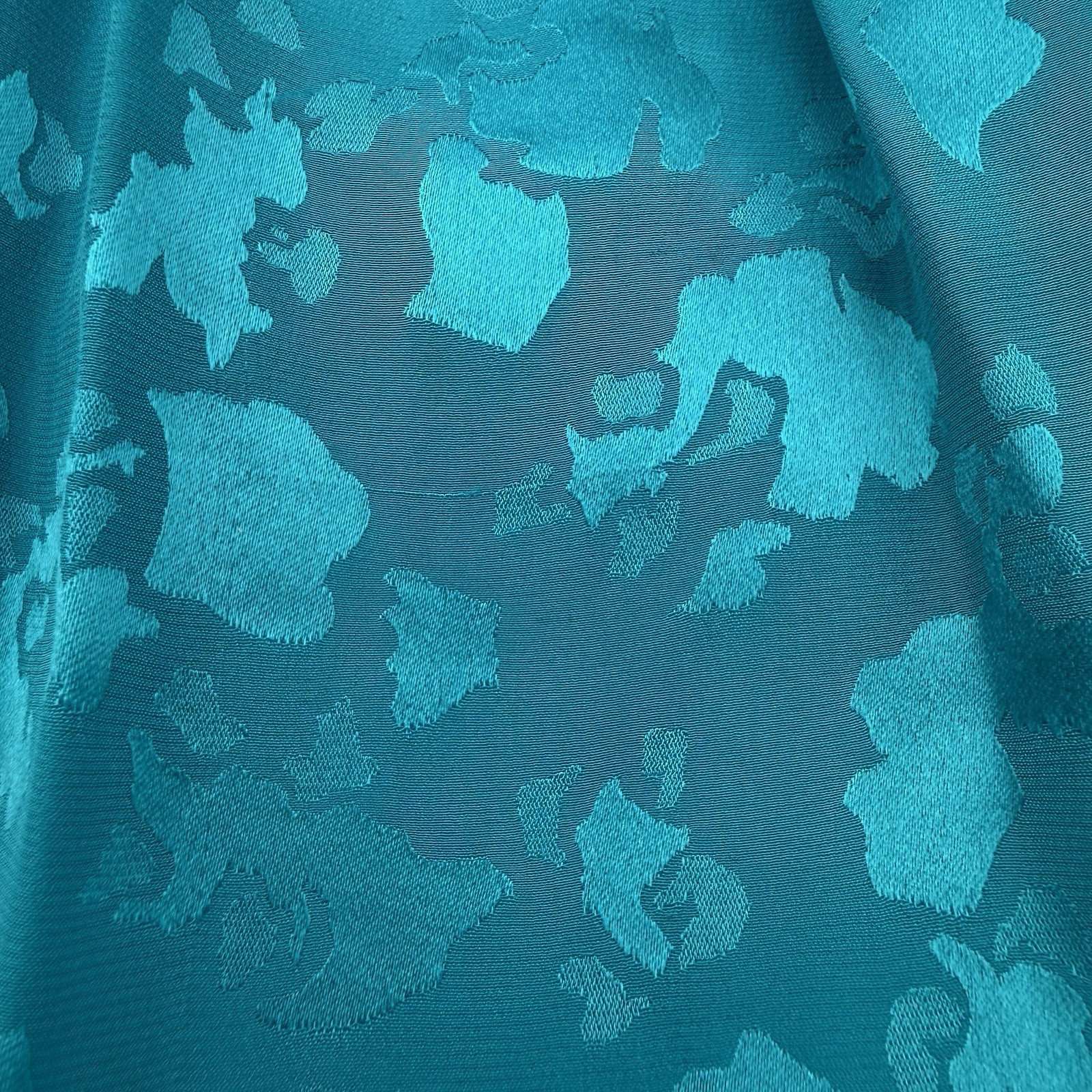 Vintage Women’s Lauren Alexandra 100% Silk Teal Jacquard Midi Dress Sz 8