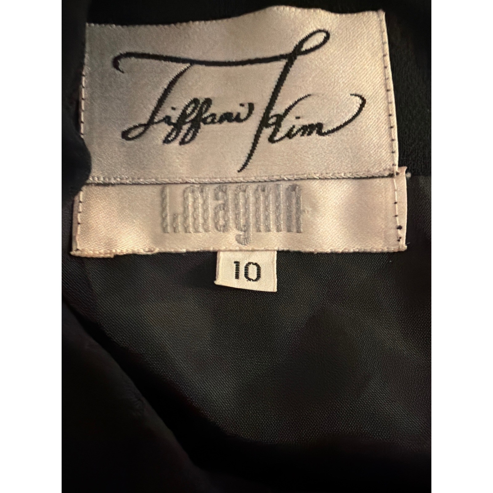 Tiffani Kim I Magnin Vintage 80s Black Coin Embellished Blouson Dress Size 10