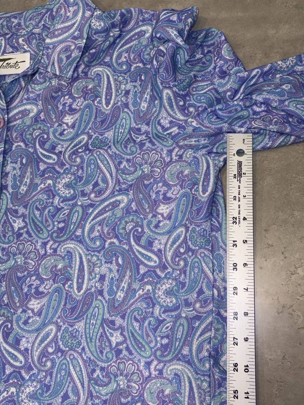 Vintage 70s Tribute Mod Paisley Purple Dress XL 16/18 #0250 PLEASE READ