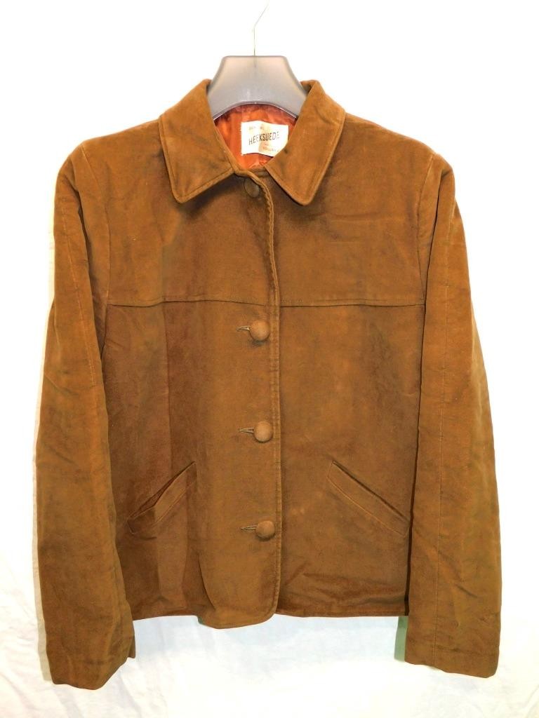 Vintage 60s Heeksuede Holland M Brown Jacket Velour Faux Suede Button MCM Mod