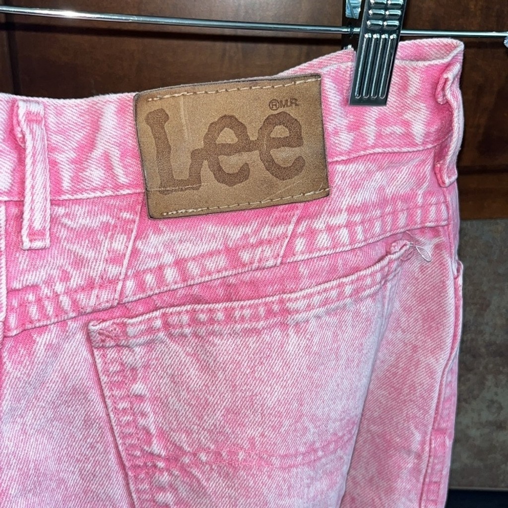 Vintage PINK stone wash/acid wash high waist LEE jeans 80s western Barbie 13 Med