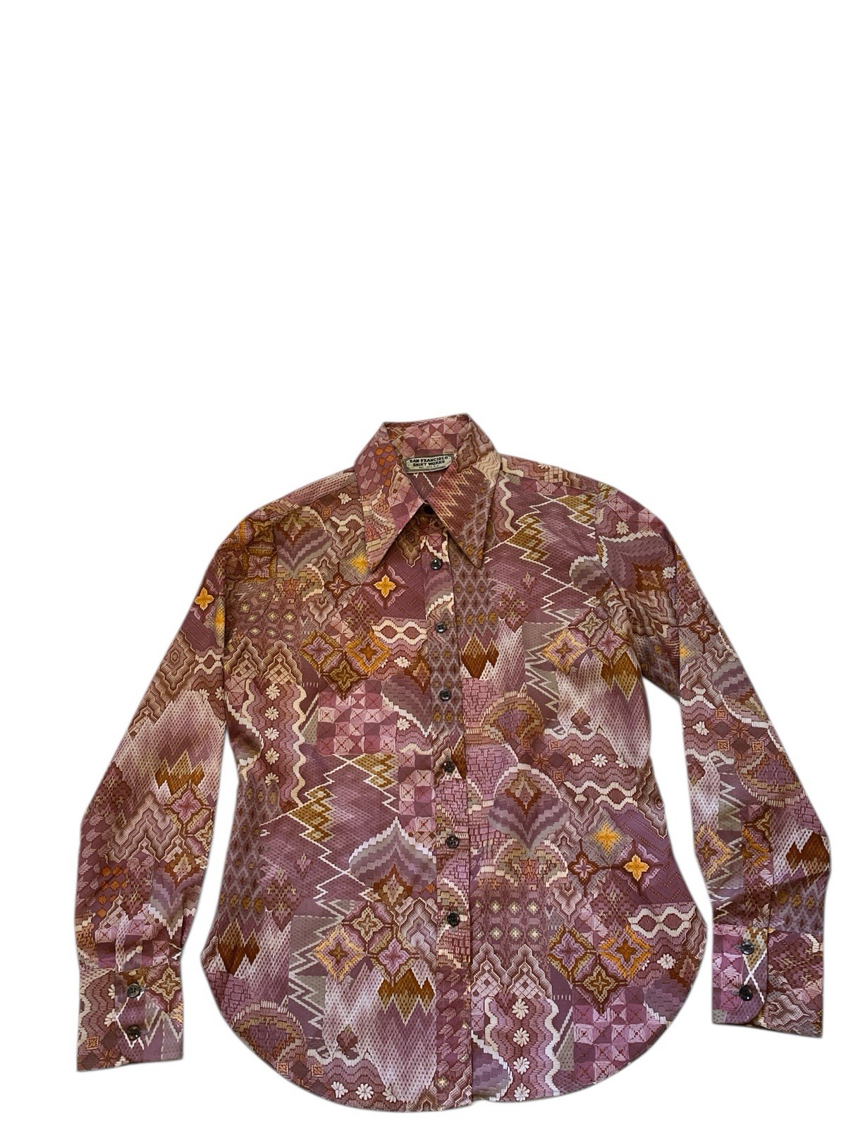 San Francisco Shirt Works Women Blouse 11 Vintage 1970 A.D. Hong Kong Fly Collar