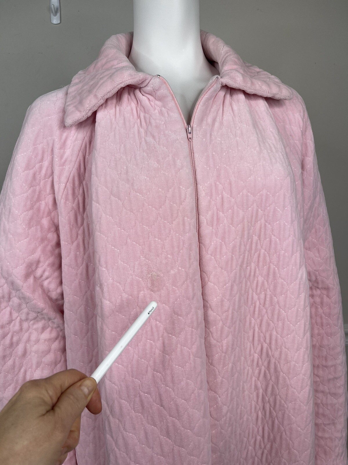 ARIEL Quilted Robe House Coat pink Women’s Size large Vintage 3/4 zip pockets