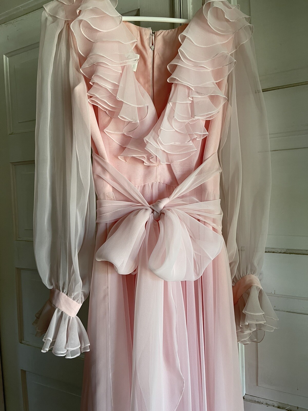 Vintage Jill Richards Pale Pink Chiffon Dress For Montaldos