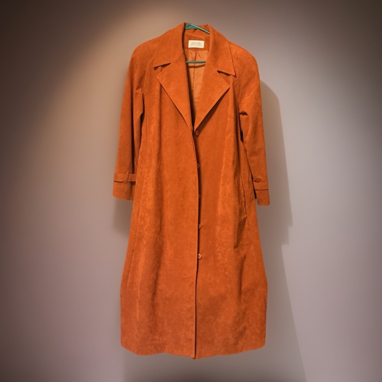 Vintage Lilli Ann Burnt Orange Ultrasuede midi trench coat Size M/L