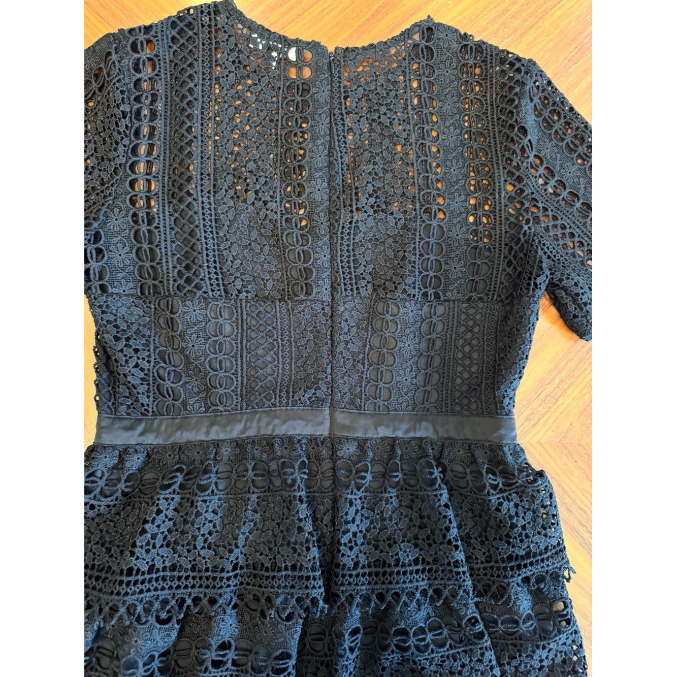 Lulus Black Lace Tiered Mini Dress Cocktail Wedding Guest Size M