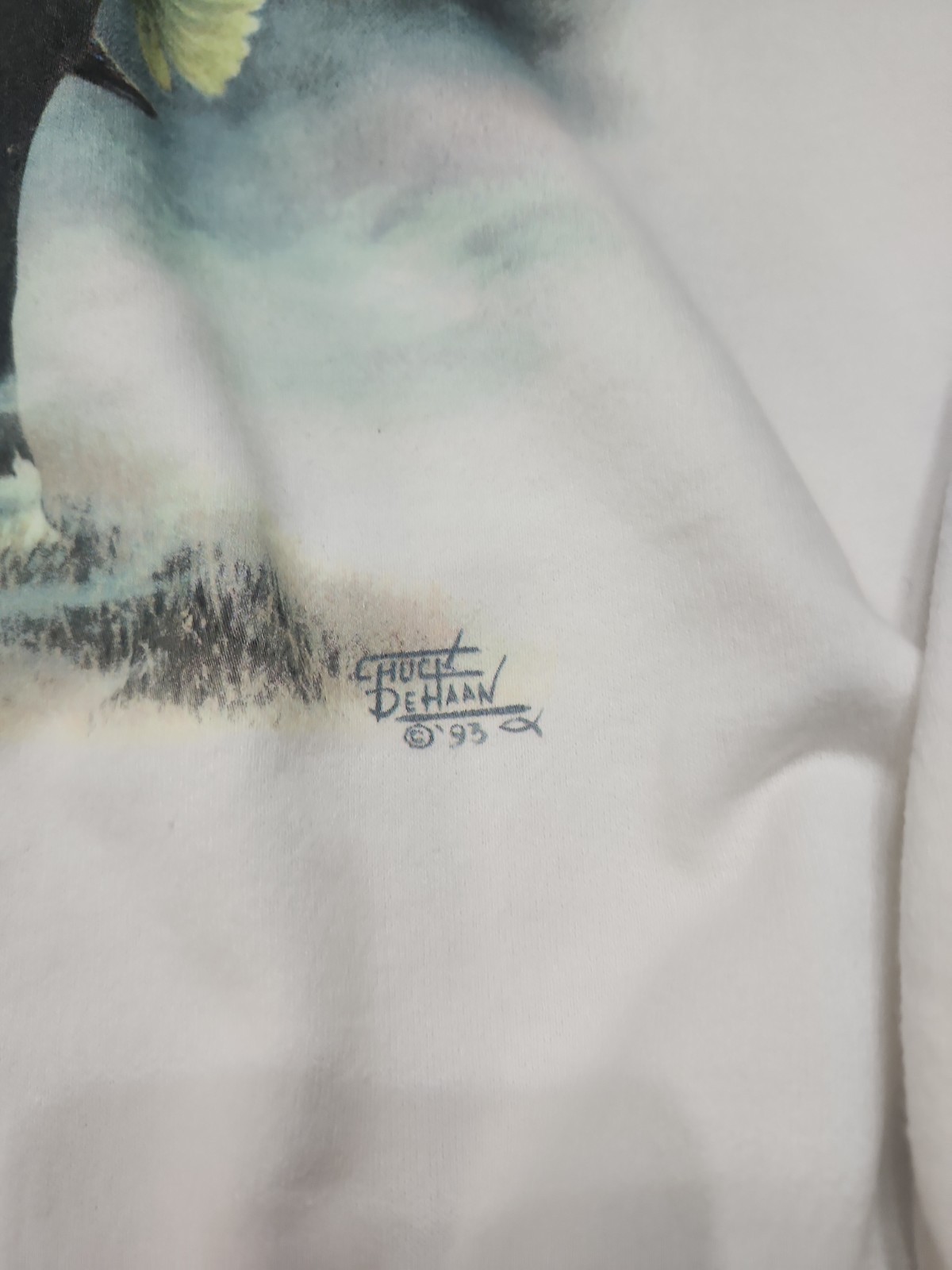 Vintage Chuck Dehaan Sweatshirt Horse Native American White 1993 Medium Pullover