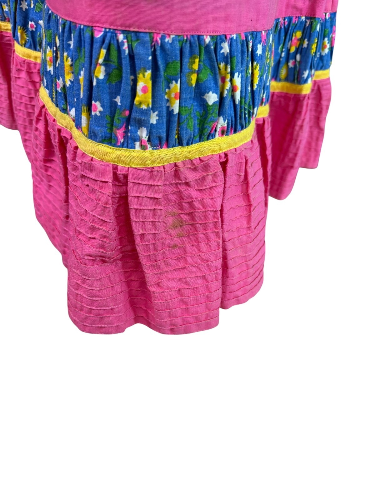 Georgia Charuhas Vintage 1970’s Folkloric Mexican Skirt Pink & Blue Floral Sz 10