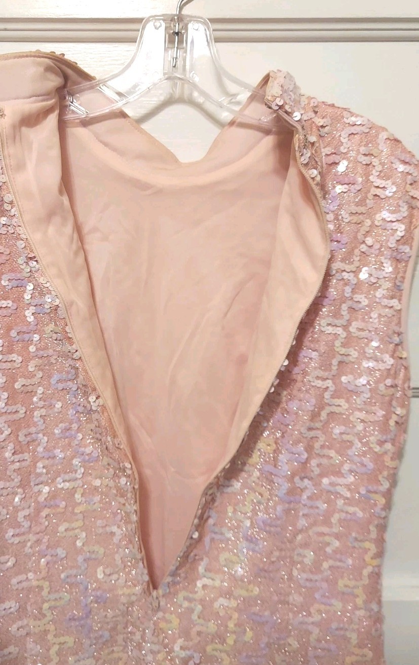 Vtg Lilli Diamond Ladies 2 Pc Pink Sequined Lined Jacket & Top Set