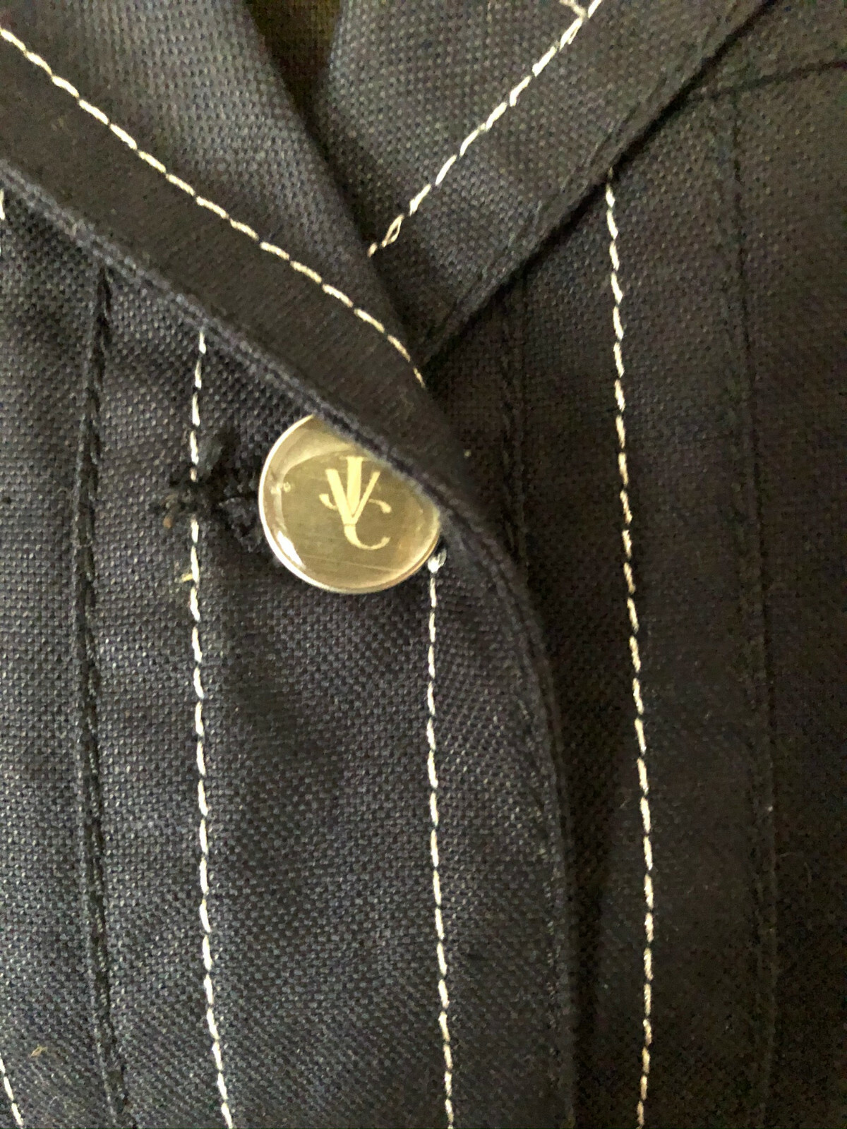 VJC VersaceJeansCouture Blue Silver Accent FrontPockets LSlv 1970’s Jacket szS/M