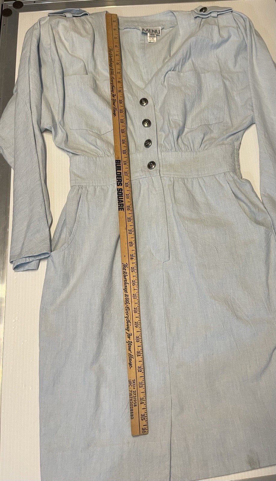 VTG 1980s Denim Chambray Button Front Western Glam Dress By MENU Size 5