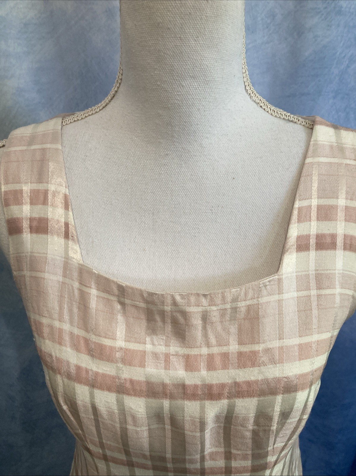 Vtg 90s Does 60s Casual Corner Annex Plaid Shift Dress Petite 8P Pink Mod Retro