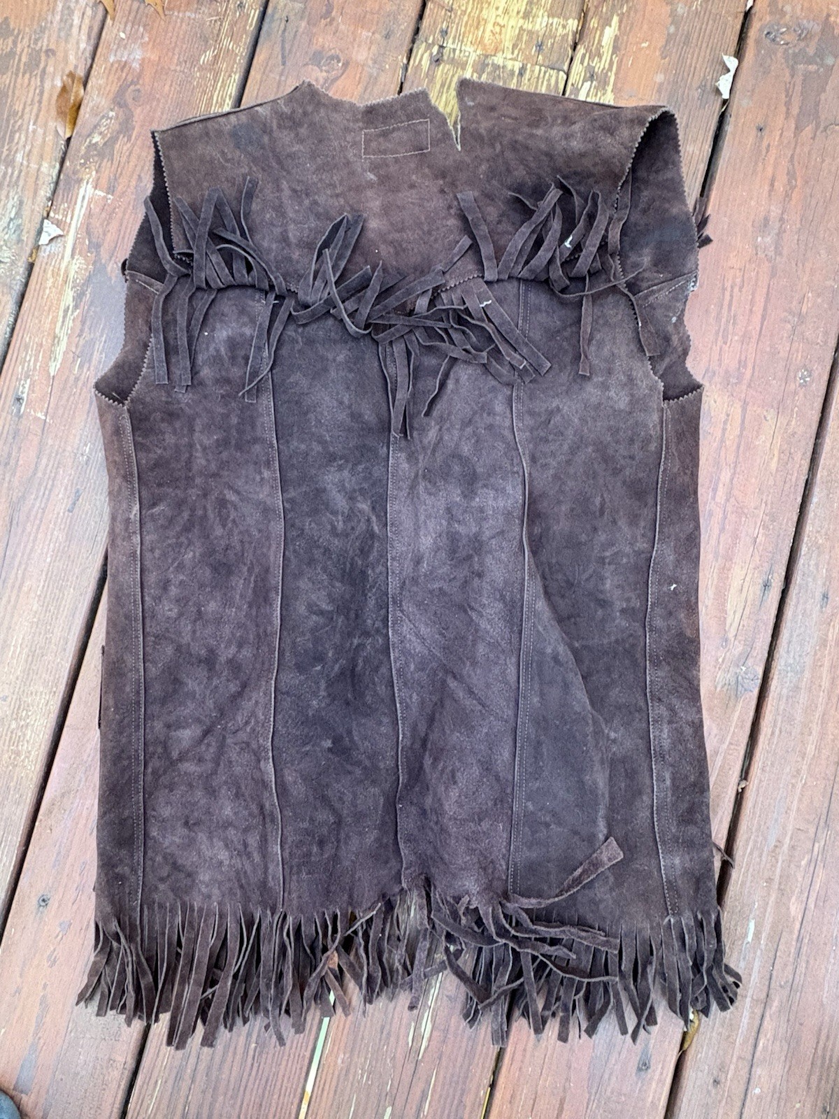 Vintage Gaitan Brown Leather Fringe Vest Made in Mexico Approximately Small