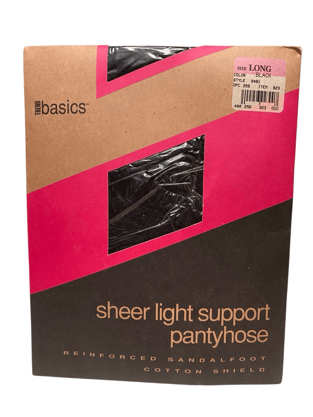 Trend Basics Sheer Light Support Black Pantyhose Long Size Reinforced Toe Formal
