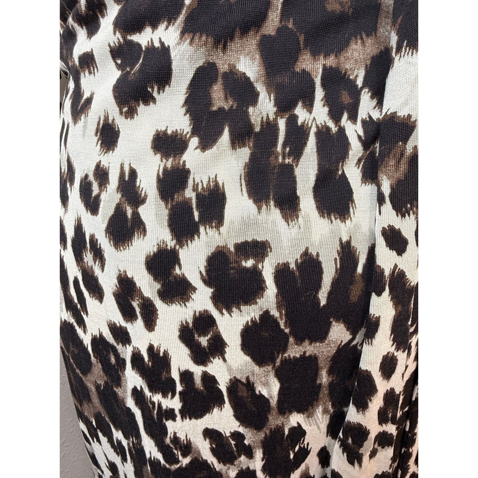Diane von Furstenberg Leopard Silk Jersey Wrap Dress Brown Cream Size 6