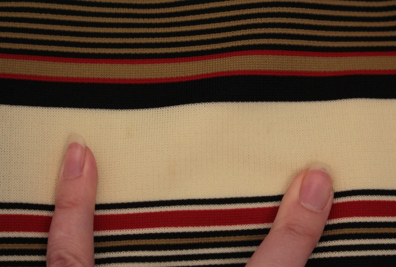 VTG Women’s 60s Black Cream & Red Striped Drop Waist Midi Dress Sz M 1960s
