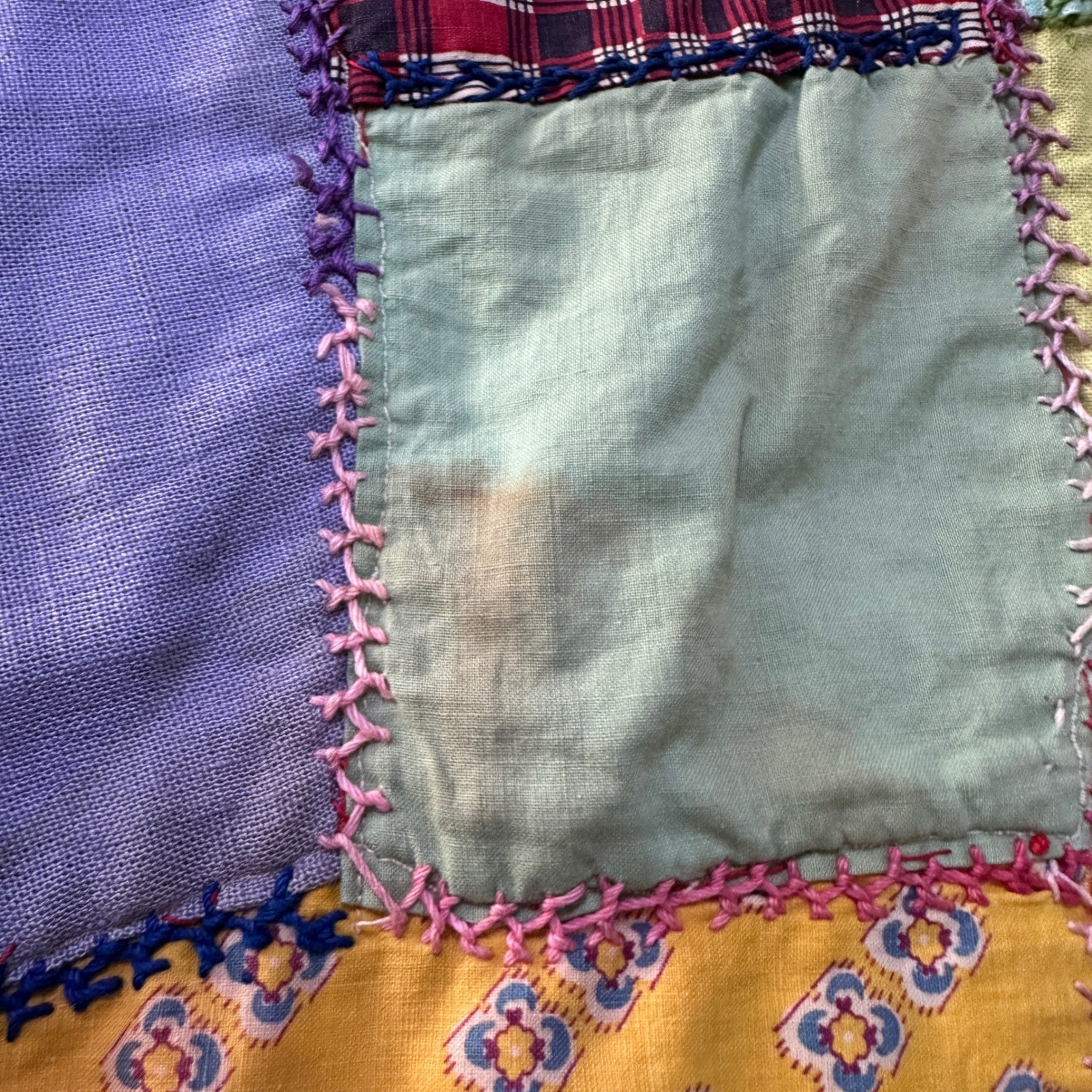 Vintage Handmade Patchwork Quilt Duster Coat Kimono L XL Boho Cottagecore Folk