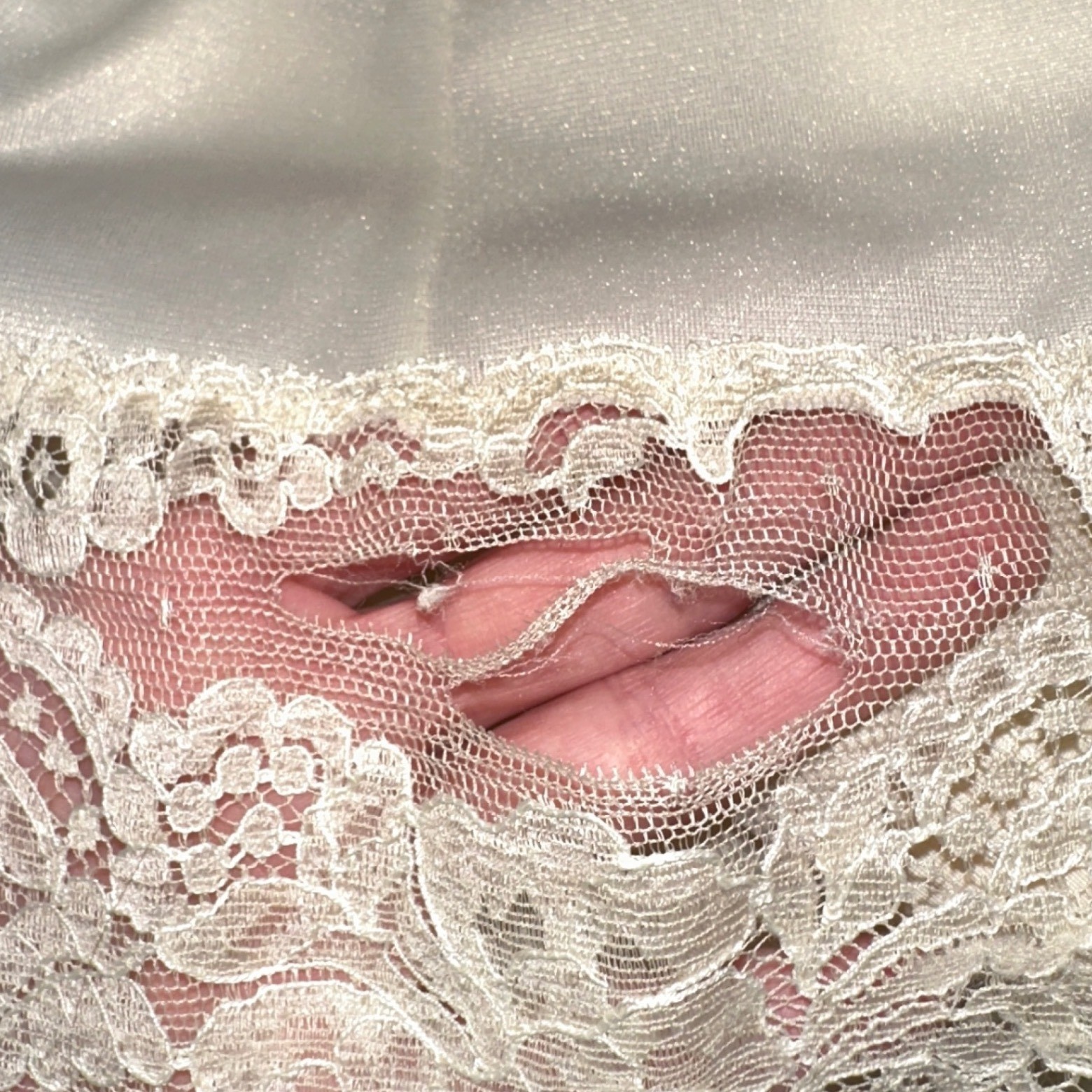 Vintage Wonder Maid B Altman Co Ivory Nylon Lace Full Slip Dress Style Size 36