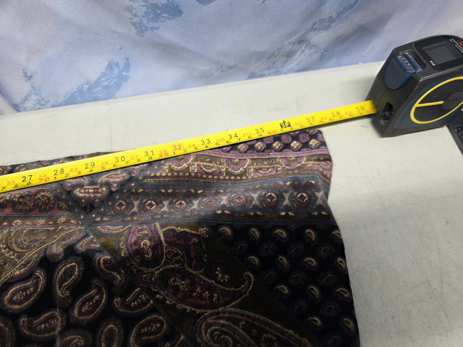VTG Frances Henaghan Velvet Paisley 2pc Jacket Skirt Set Boho Frog Closure 12 14