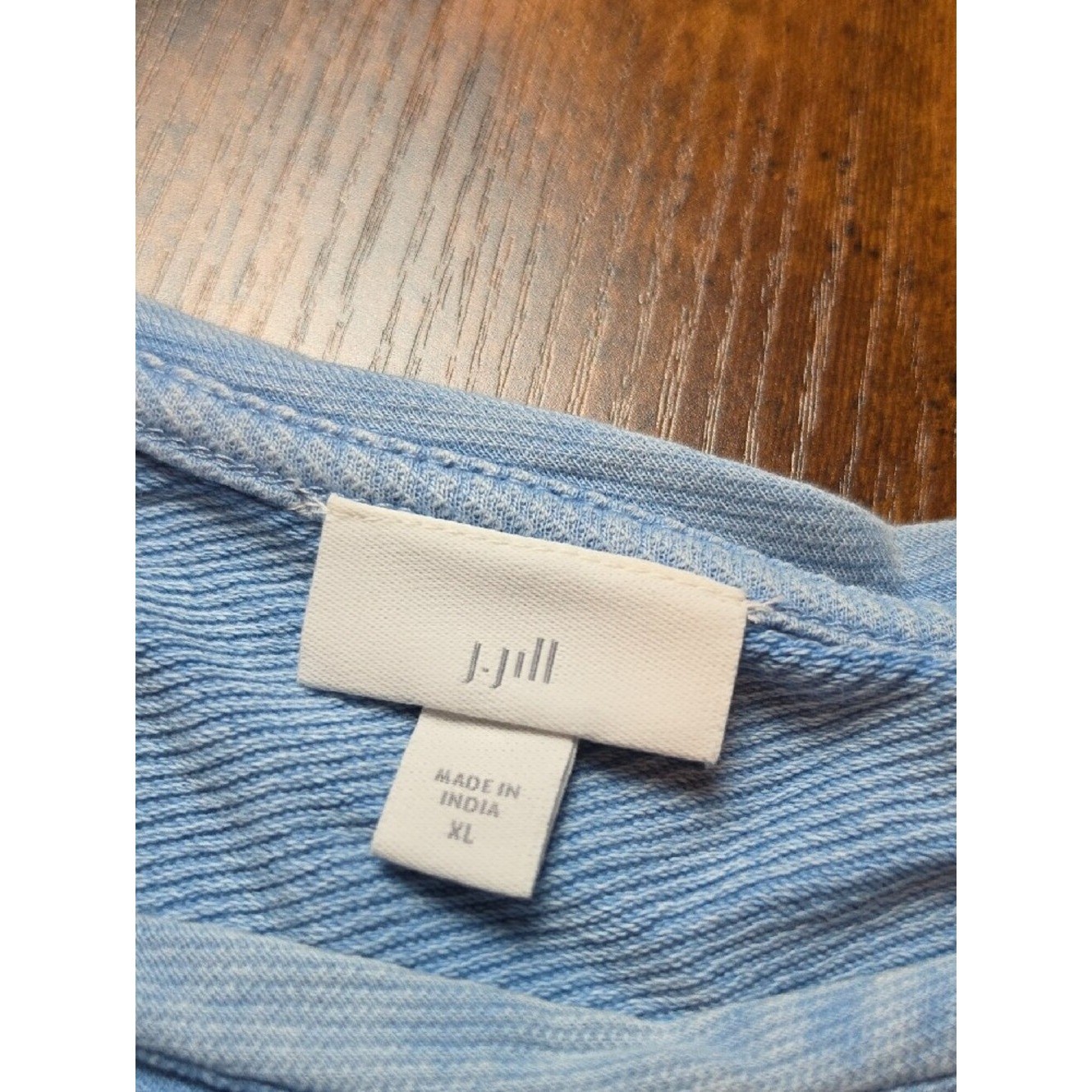 J.JILL | Blue Cotton Boxy Ribbed Panel Lightweight Pullover Sweatshirt Top | XL