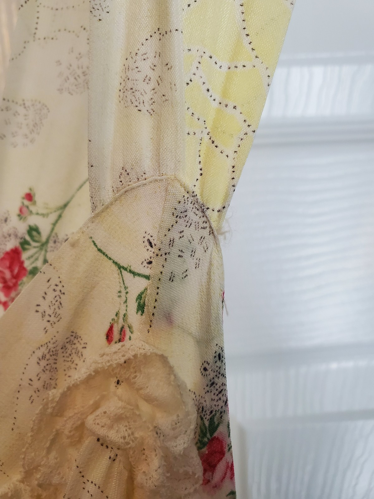 Vintage Trousseaux by Terris Floral Chiffon Gown & Robe Set Lace Empire Waist