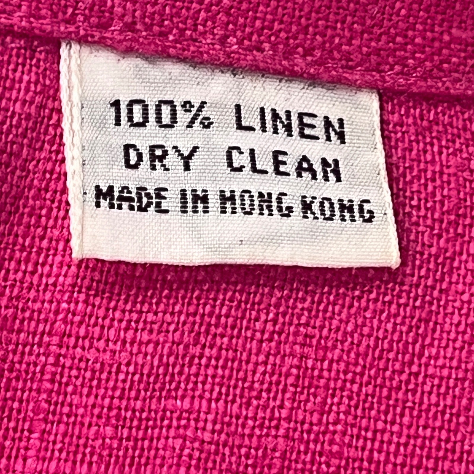 Carole Little Vintage Fuchsia Pink 100% Linen Belt Midi Shirt Dress 8 Circle 90s