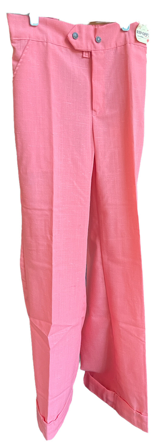 Vintage NEW 1970s Bell Bottom Sun Jeans Retro Unisex Sz 9 31”x 33” Pink Flare