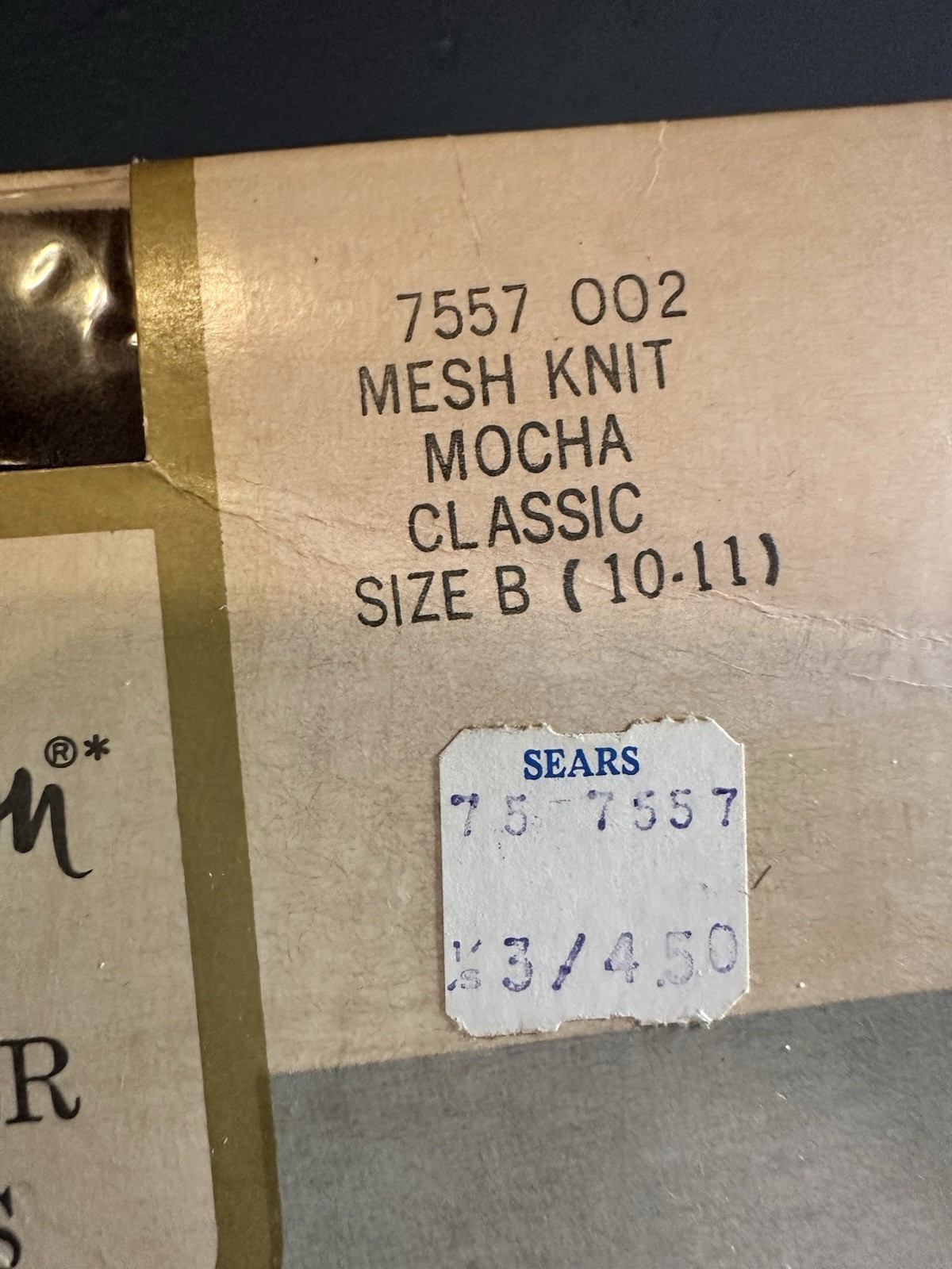 New Vintage Sears Cling-Alon Ultra Sheer Mesh Knit Stockings Mocha Size B