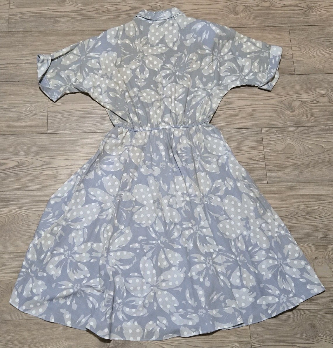 S. L. Petites Fashions Dress True Vintage Womens Size 10 Blue Floral *Stains*