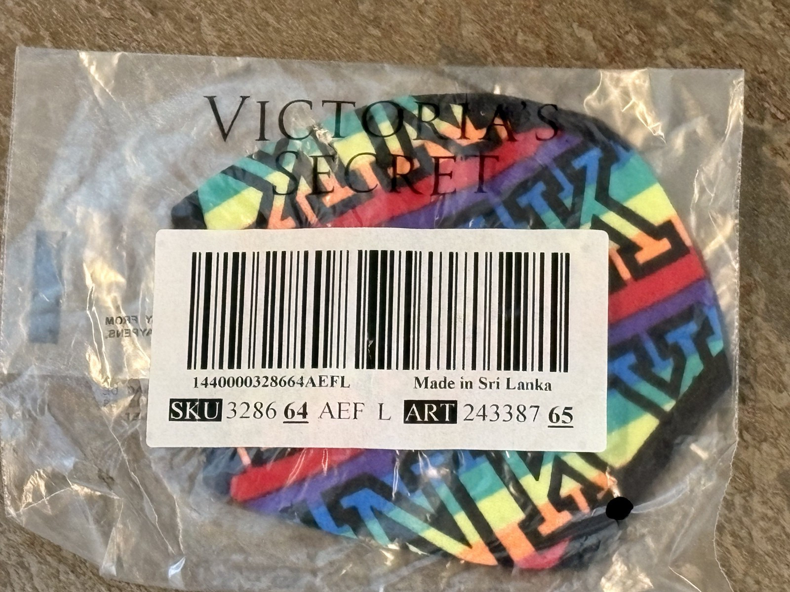 PINK VICTORIA’S SECRET Large Rainbow Design V String Thong Panties Disc’t NWT