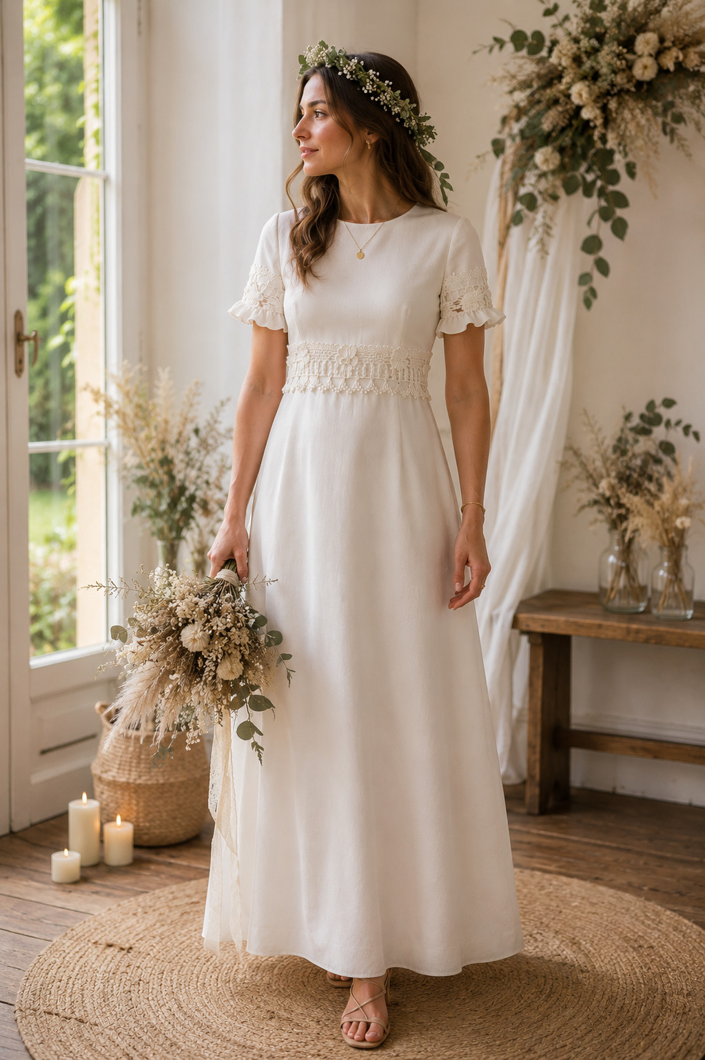 Wedding dress Emiliana reversible model 60s vintage wedding empire lace size 36/38