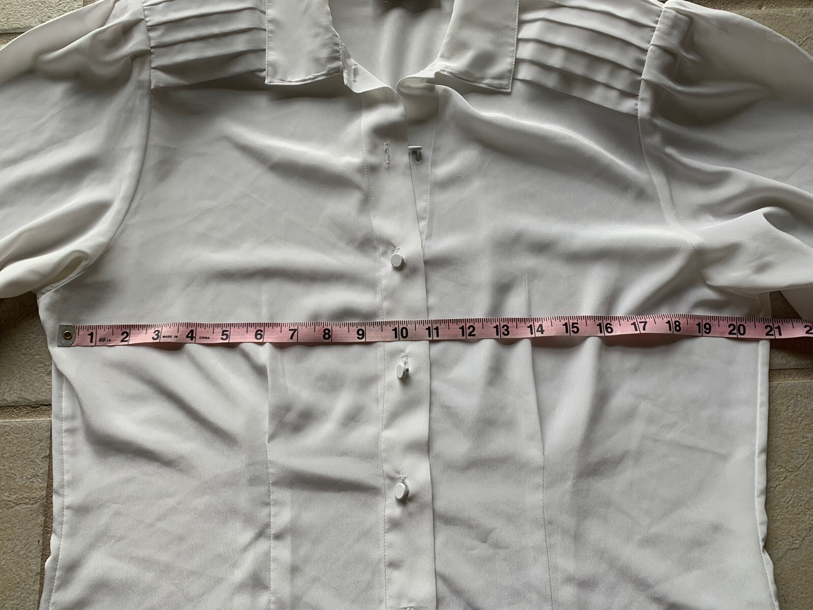 VINTAGE Lady Manhattan Sheer Blouse/Shirt/Top Polyester White Long Sleeve SZ 14
