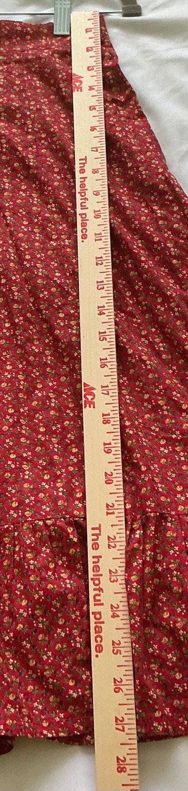 Vtg 70s Belle France Jane Schaffhausen Prairie Maxi Skirt Red Floral Calico 12