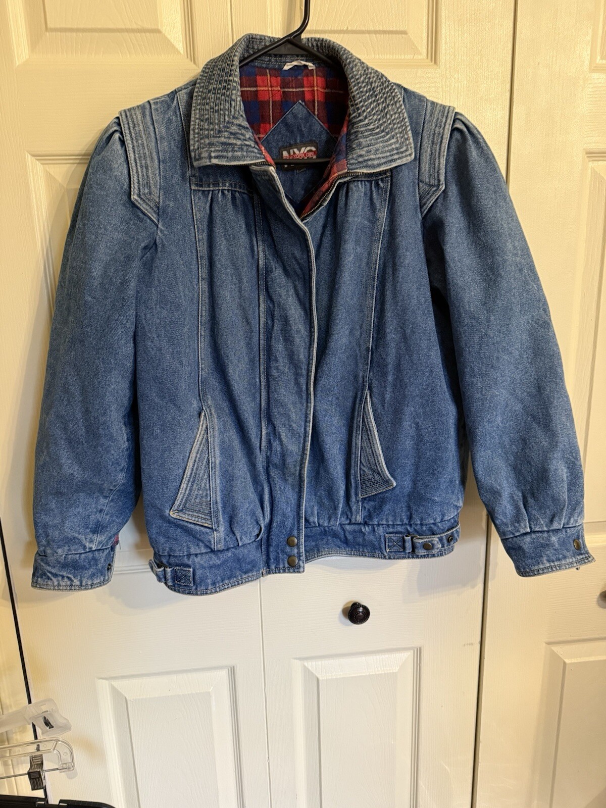Vintage 1980s New York girl denim jacket/ coat size medium