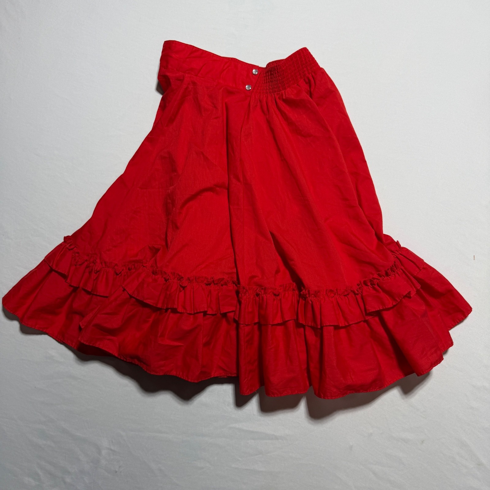 Partners Please Malco Modes Red Square Dance Skirt Size M Tiered Ruffle Vtg