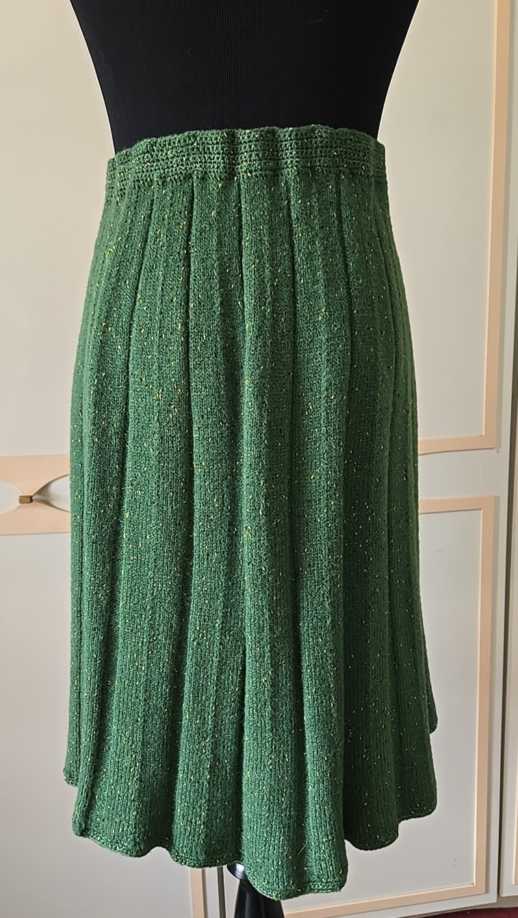 Vintage 60s Heavy Knit Set~ Sweater with Pleated Skirt in Geek Stripes, Midi ~ S