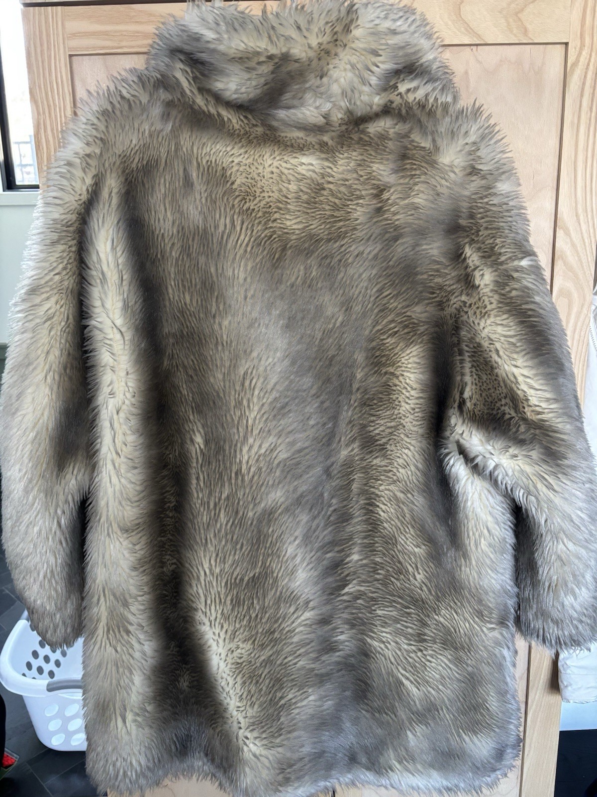 Vintage Glenoit Fur Coat Gray Beige Double Breasted Women’s Regular