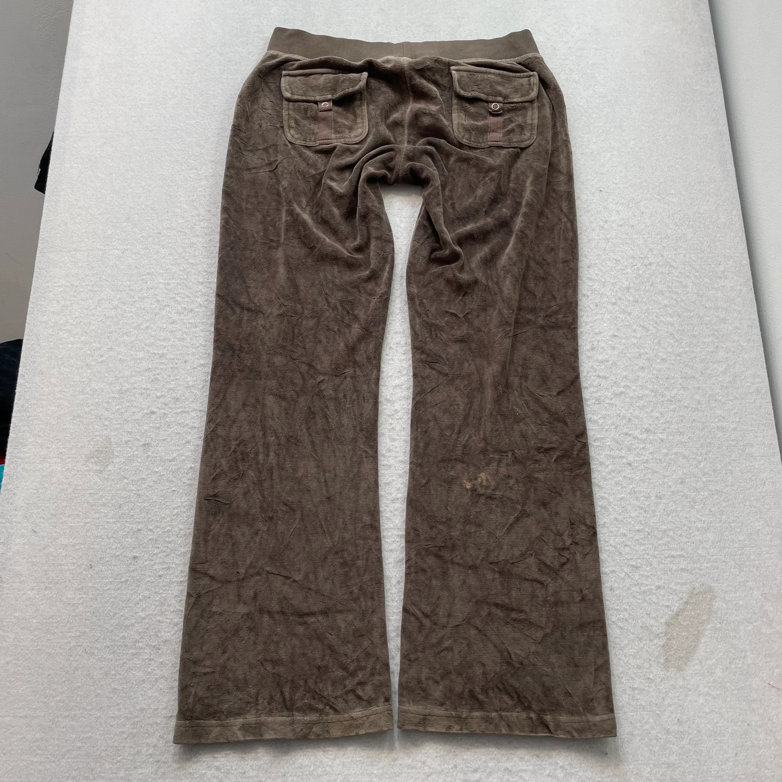 Juicy Couture Women’s Brown Velour Flared Track Pant Pockets Loungewear Size M