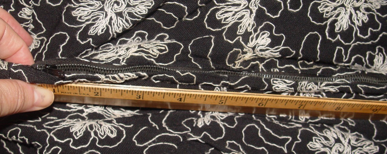 Vintage Tea / Midi Dress Black w/All Over White Floral Embroidery Gorgeous