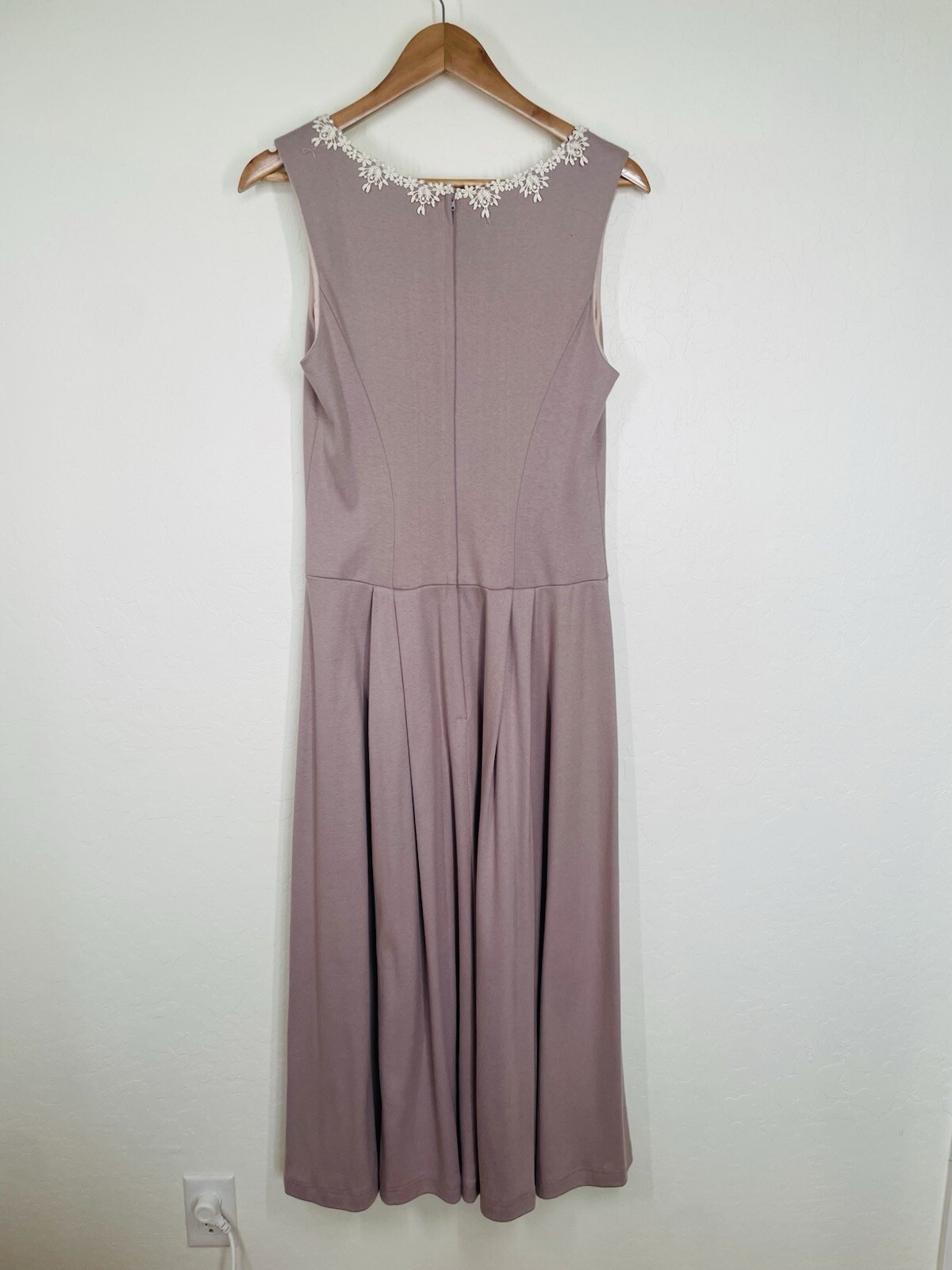 Vintage 80s Scott McClintock Dusty Mauve Cottage Midi Dress M Fit Flare Feminine
