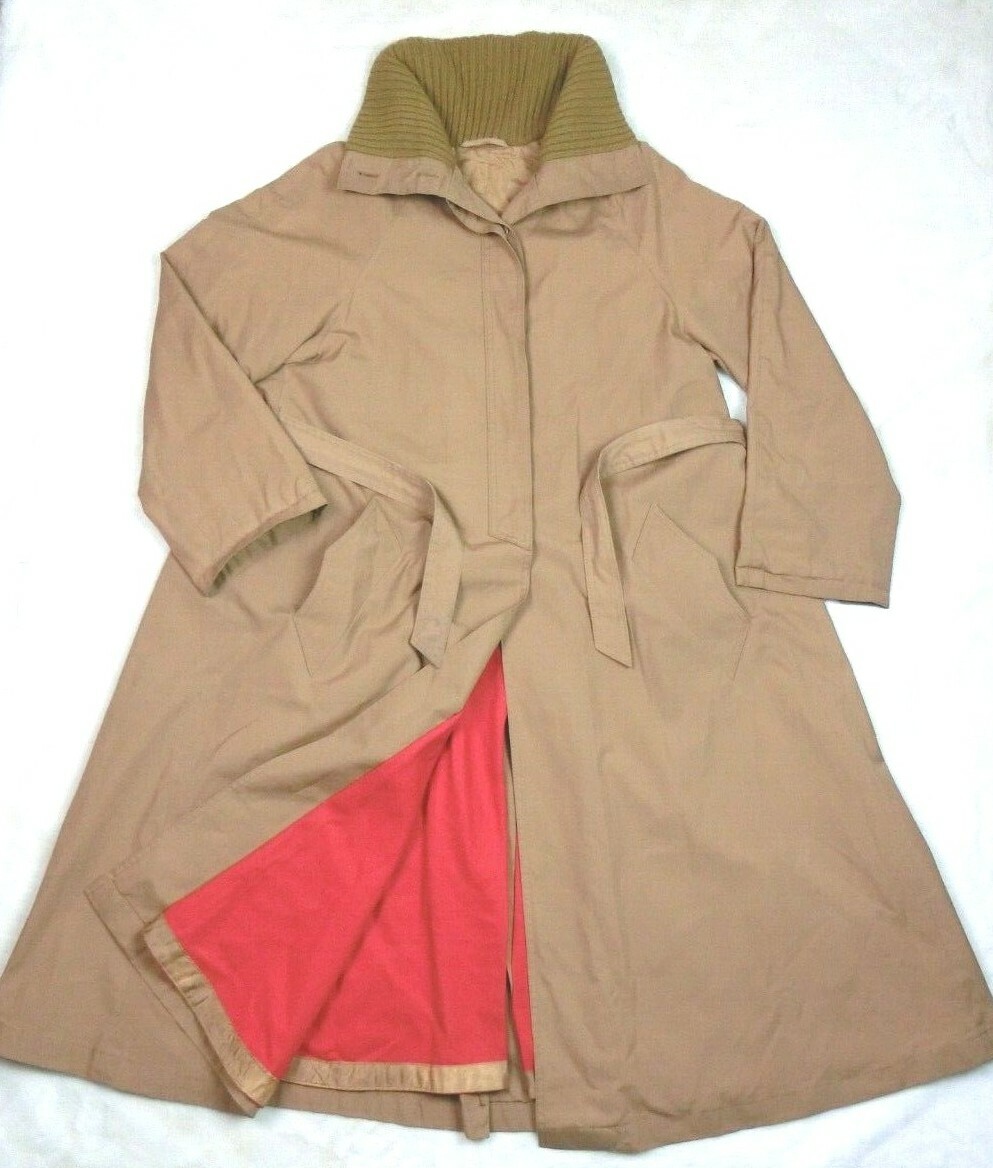 Vintage CORTEFIEL Women’s Size 16 Trench Coat Tan Western Red Liner Turtleneck