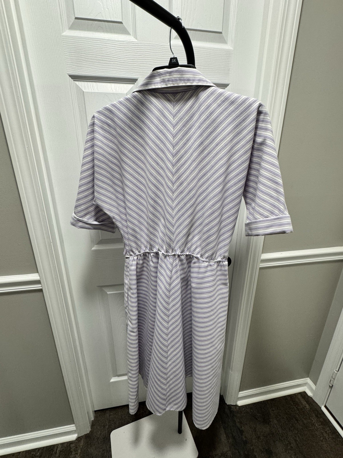 The American Shirt Dress Vintage 80’s Lavender White Stripe Size 11/12 USA