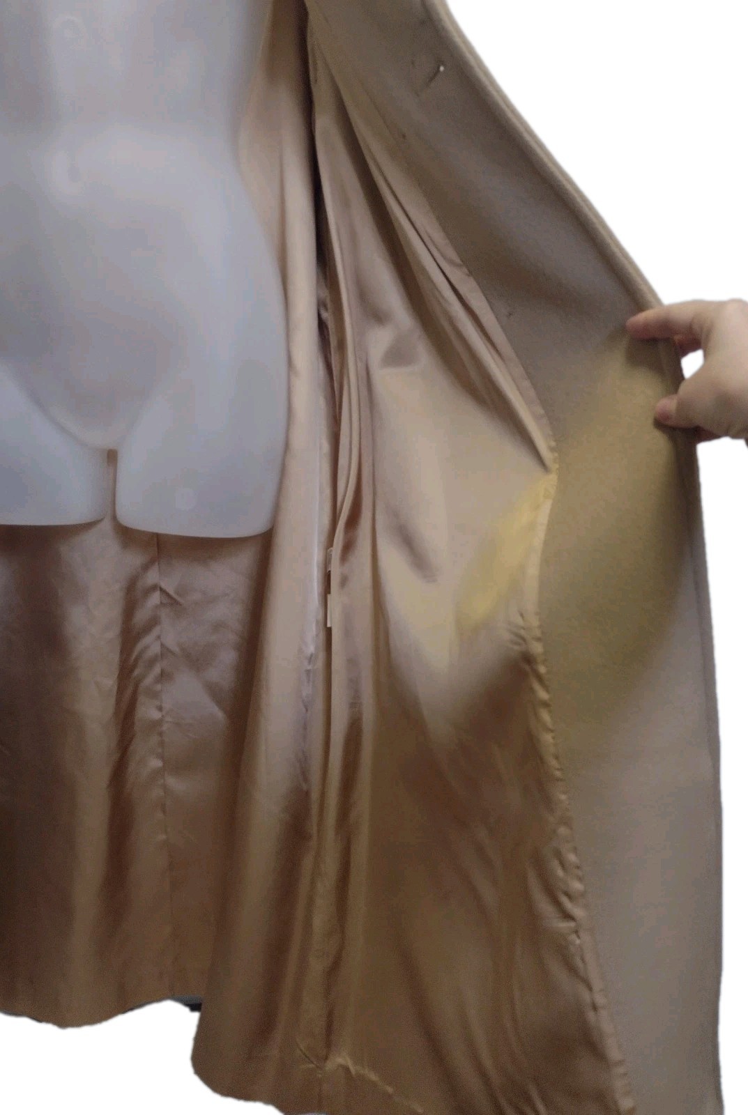 Vintage Stevens Forstmann Wool Long Coat Camel Belted USA ILGWU Quiet Luxury L