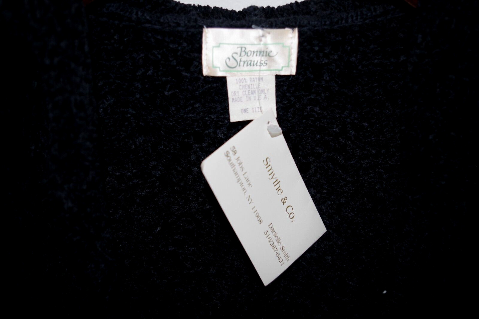 C22 NWT Bonnie Strauss Hoodie Long Cardigan Black Chenille Openwork Knit Coat