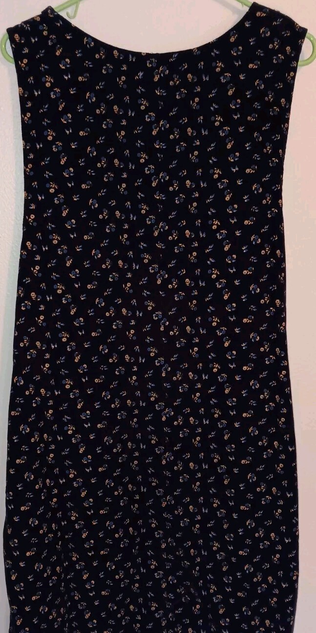 Vintage Fads Corduroy Jumper Dress Blue Floral New Sz 16