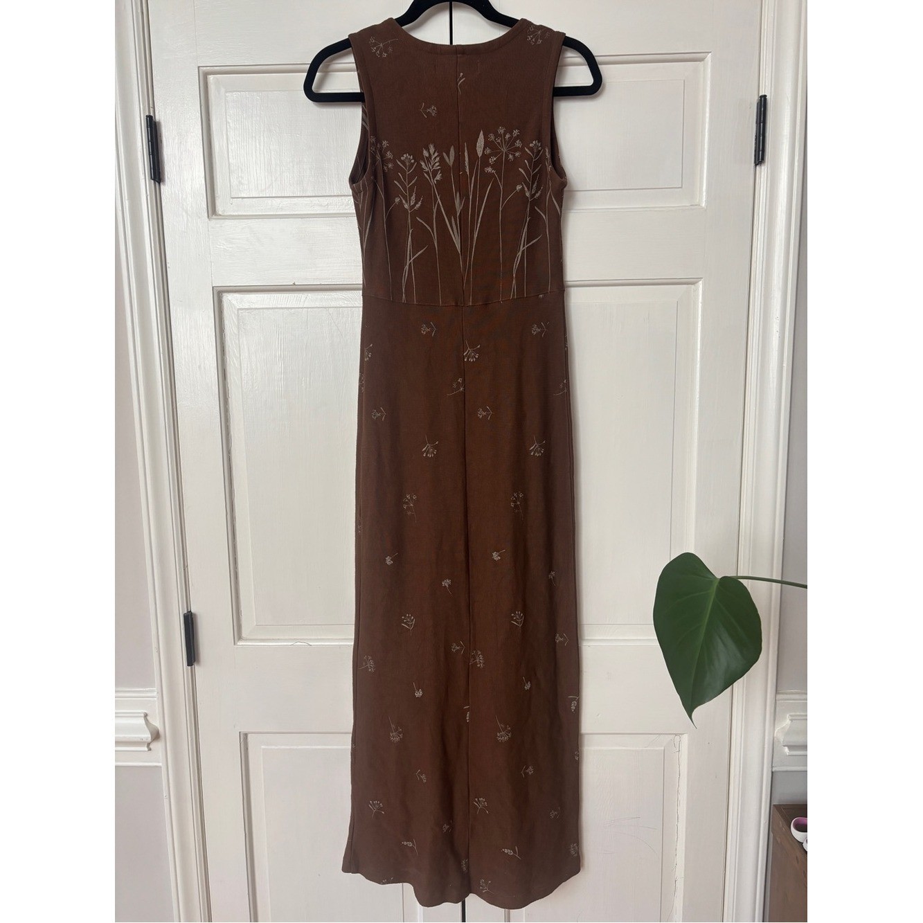 Vintage Potato Clothing Brown Maxi Dress Matchin Cardigan Cottagecore Size Small