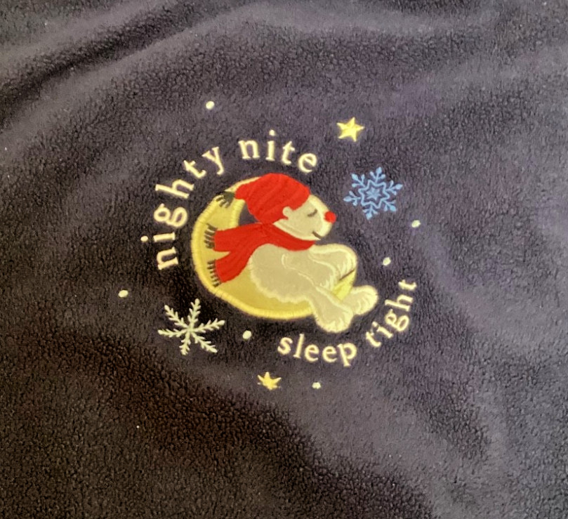 Delicates Womens Dark Blue Full Length Bathrobe Fleece XL Polar Bear Sleepwear